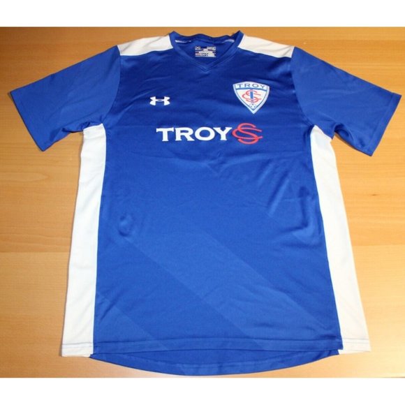 Mens Under Armour Loose HeatGear Soccer Short Sleeve SS Shirt Tee MD Medium Blue - Picture 1 of 5